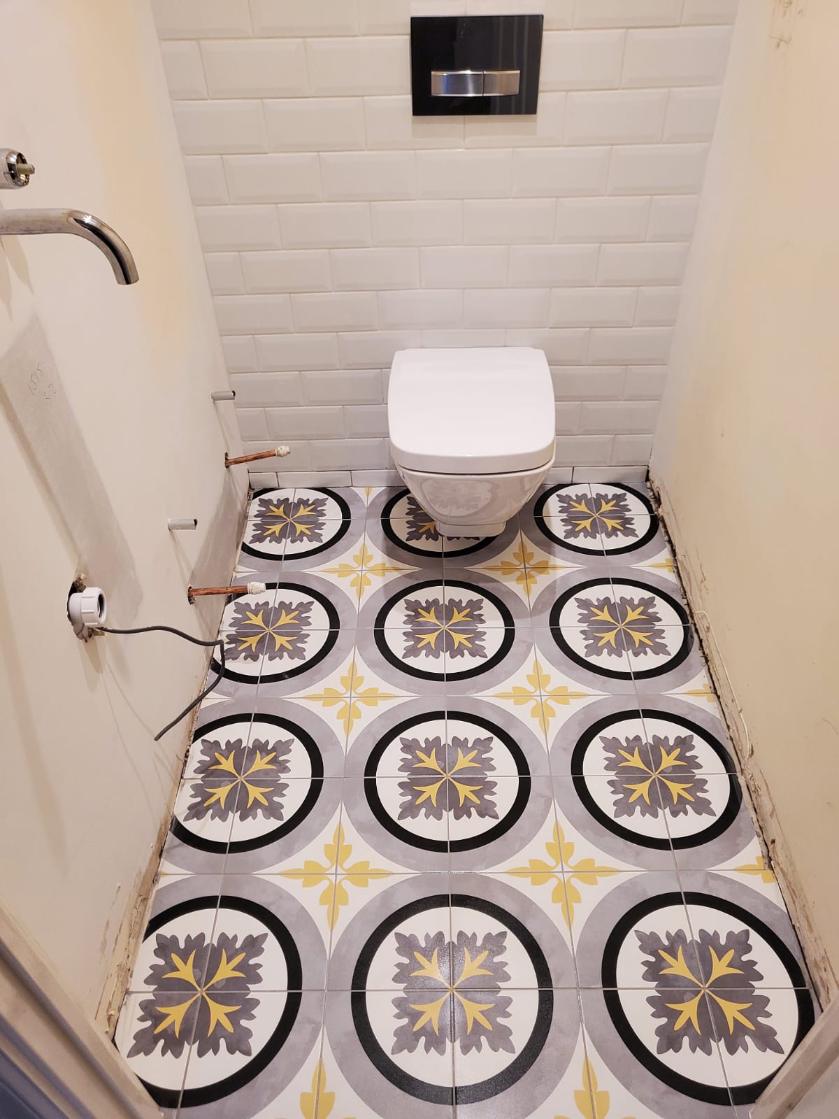 Cloakroom installation progress