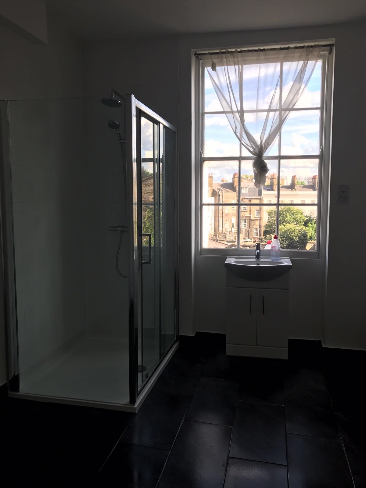 Modern bathroom with skylight