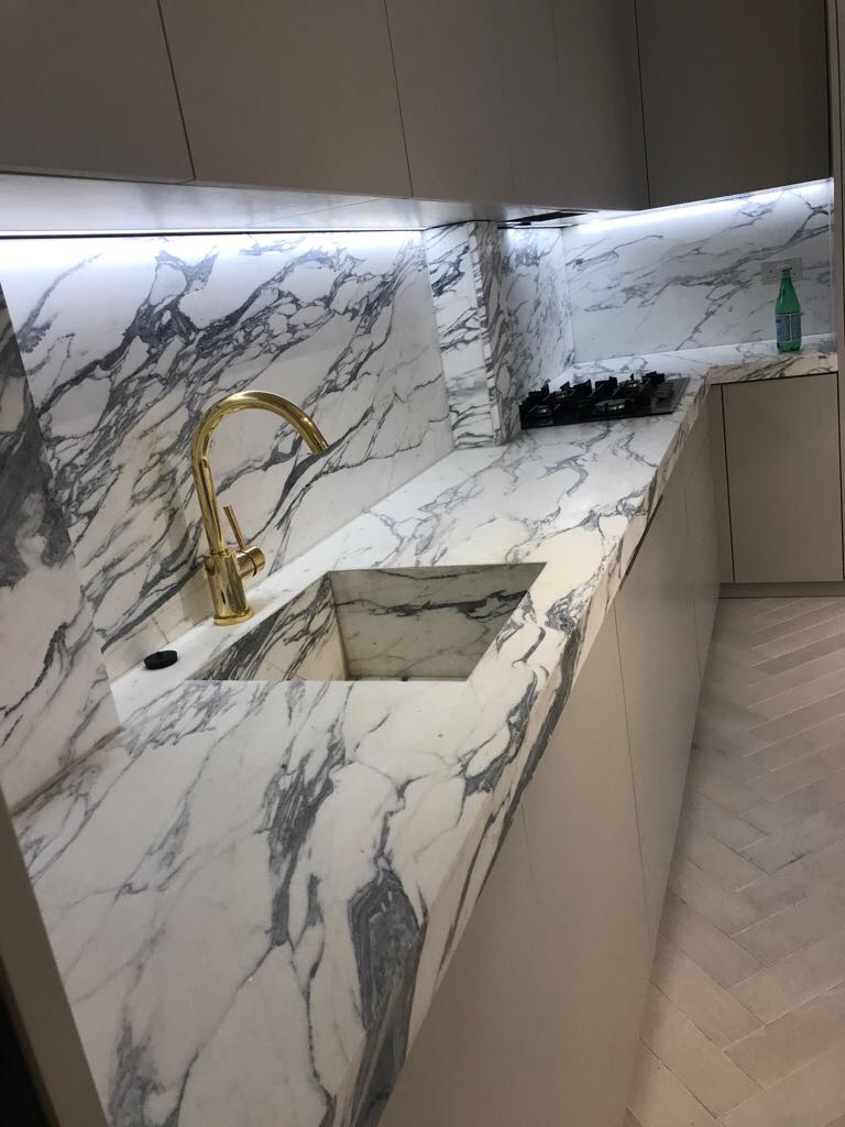 Marble countertop bathroom vanity